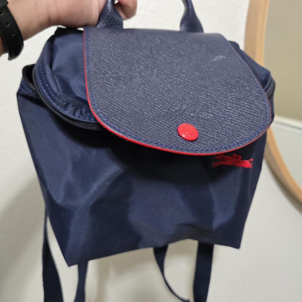 Longchamp Navy Blue Mini Bag with Red Accents
